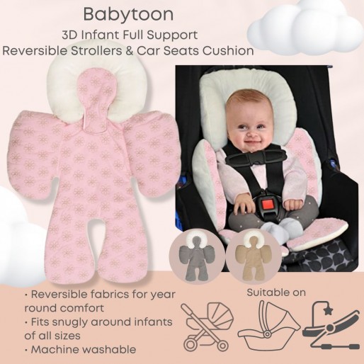 Babytoon Ultra-Comfort 3D Reversible Infant Full Support Cushion Pink